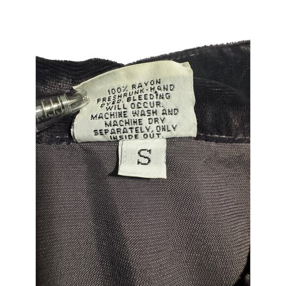 CP Shades Velvet Button-Front Top — Dark Purple / Aubergine — Size S - Picture 6 of 7